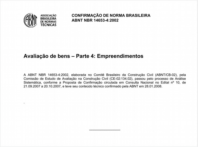 Avaliação de bens - Parte 4: Empreendimentos