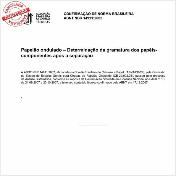 Papelão ondulado - Determinação da gramatura dos papéis-componentes após a separação