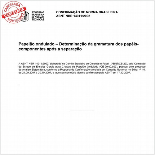 Papelão ondulado - Determinação da gramatura dos papéis-componentes após a separação