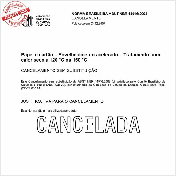 Papel e cartão - Envelhecimento acelerado - Tratamento com calor seco a 120°C ou 150°C