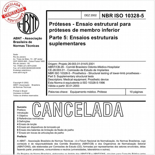 Próteses - Ensaio estrutural para próteses de membro inferior - Parte 5: Ensaios estruturais suplementares