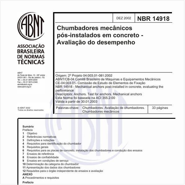 Chumbadores mecânicos pós-instalados em concreto - Avaliação do desempenho