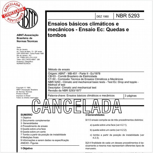 Ensaios básicos climáticos e mecânicos - Ensaio Ec: Quedas e tombos