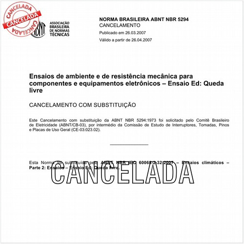 Ensaios de ambiente e de resistência mecânica para componentes e equipamentos eletrônicos - Ensaio Ed: Queda livre
