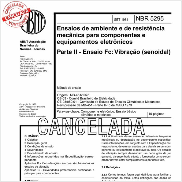 Ensaios de ambiente e de resistência mecânica para componentes e equipamentos eletrônicos - Ensaio Fc: Vibração senoidal