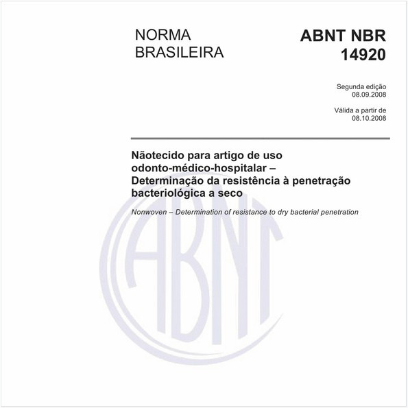 Nãotecido para artigo de uso odonto-médico-hospitalar - Determinação da resistência à penetração bacteriológica a seco