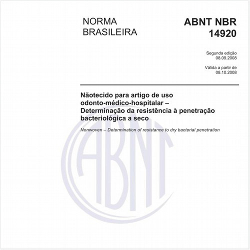 Nãotecido para artigo de uso odonto-médico-hospitalar - Determinação da resistência à penetração bacteriológica a seco