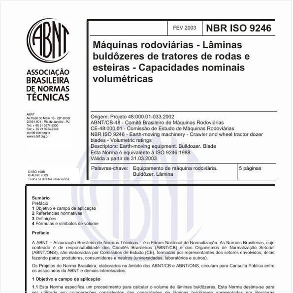 Máquinas rodoviárias - Lâminas buldôzeres de tratores de rodas e esteiras - Capacidades nominais volumétricas