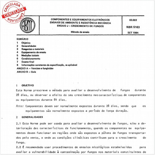 Componentes e equipamentos eletrônicos - Ensaio de ambiente e resistência mecânica - Ensaio J - Crescimento de fungos
