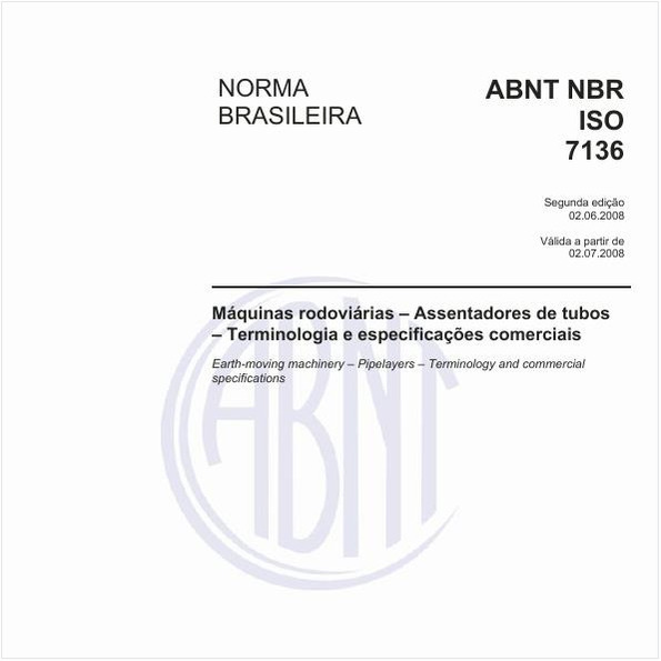 Máquinas rodoviárias - Assentadores de tubos - Terminologia e especificações comerciais