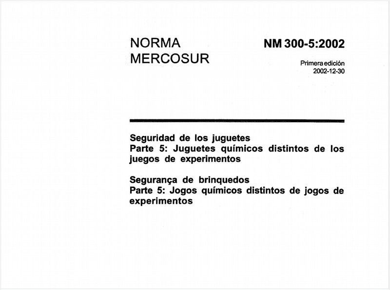 Segurança de brinquedos - Parte 5: Jogos químicos distintos de jogos de experimentos