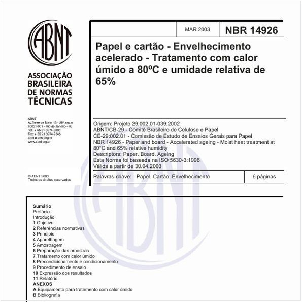 Papel e cartão - Envelhecimento acelerado - Tratamento com calor úmido a 80°C e umidade relativa de 65%