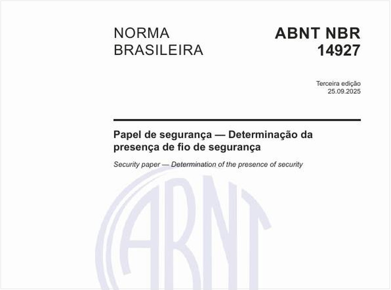 Papel de segurança — Determinação da presença de fio de segurança