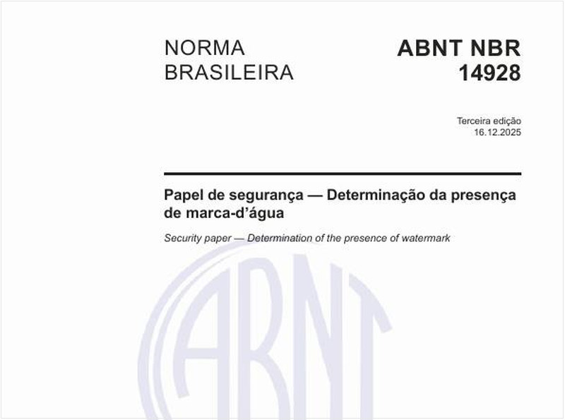 Papel de segurança — Determinação da presença de marca-d’água