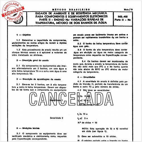 Ensaios de ambiente e de resistência mecânica para componentes e equipamentos eletrônicos - Ensaio Nc: Variações rápidas de temperatura - Método de dois banhos de água