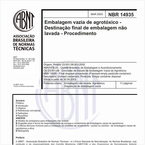Embalagem vazia de agrotóxico - Destinação final de embalagem não lavada - Procedimento