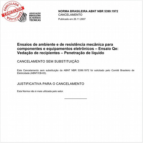 Ensaios de ambiente e de resistência mecânica para componentes e equipamentos eletrônicos - Ensaio Qe: Vedação de recipientes - Penetração de líquido