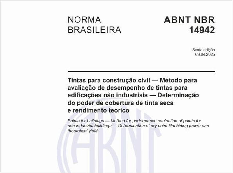 Tintas para construção civil — Método para avaliação de desempenho de tintas para edificações não industriais — Determinação do poder de cobertura de tinta seca e rendimento teórico