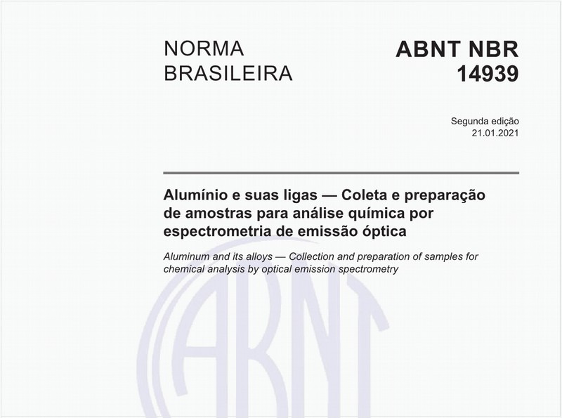 Alumínio e suas ligas - Coleta e preparação de amostras para análise química por espectrometria de emissão óptica
