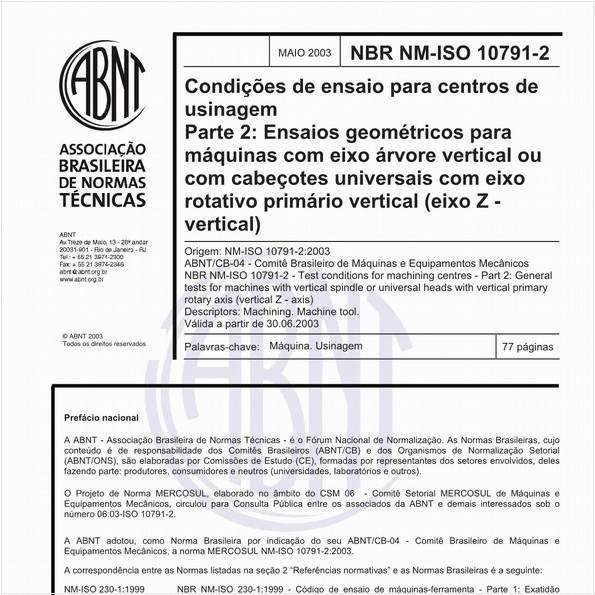 NBRNM-ISO10791-2 de 05/2003