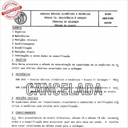 Ensaios básicos climáticos e mecânicos - Ensaio Tb: Resistência à choques térmicos de soldagem