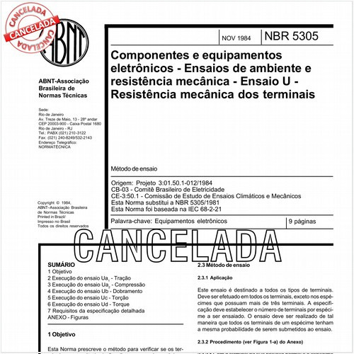 Componentes e equipamentos eletrônicos - Ensaios de ambiente e de resistência mecânica - Ensaio U - Resistência mecânica dos terminais