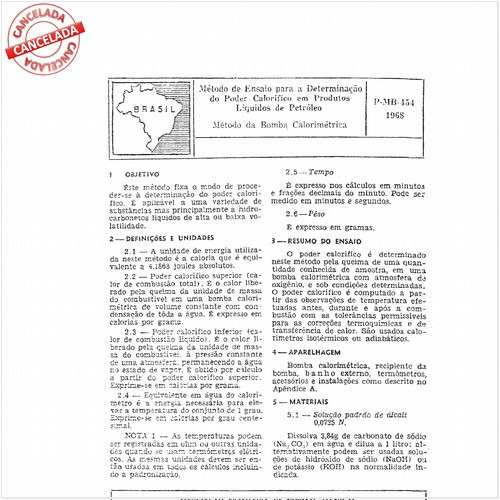 Produto líquido de petróleo - Determinação do poder calorífico - Método da bomba calorimétrica