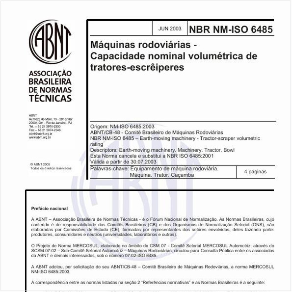 Máquinas rodoviárias - Capacidade nominal volumétrica de tratores-escrêiperes