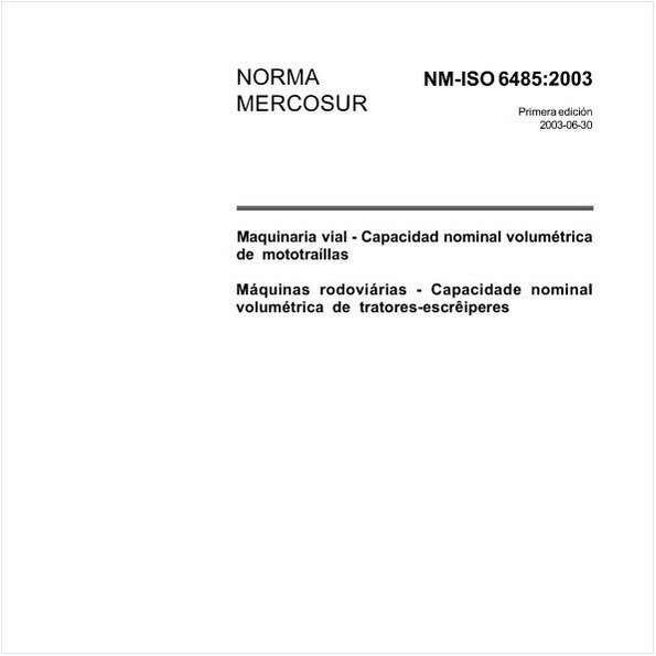 Máquinas rodoviárias - Capacidade nominal volumétrica de tratores-escrêiperes