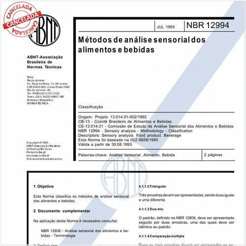 Métodos de análise sensorial dos alimentos e bebidas