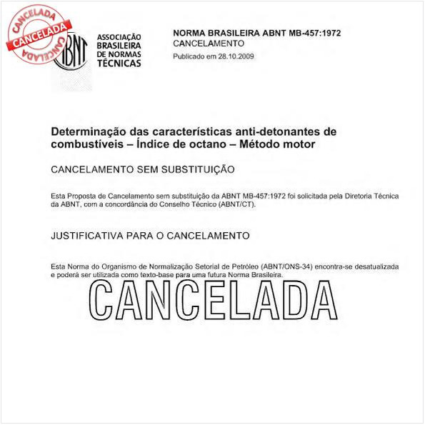 Determinação das características antidetonantes de combustíveis - Indice de octano - Método motor