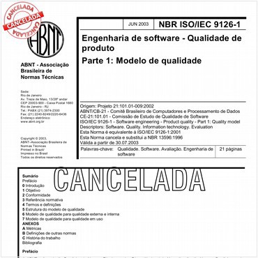 NBRISO/IEC9126-1 de 06/2003