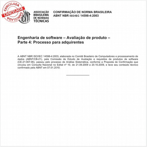 Engenharia de software - Avaliação de produto - Parte 4: Processo para adquirentes