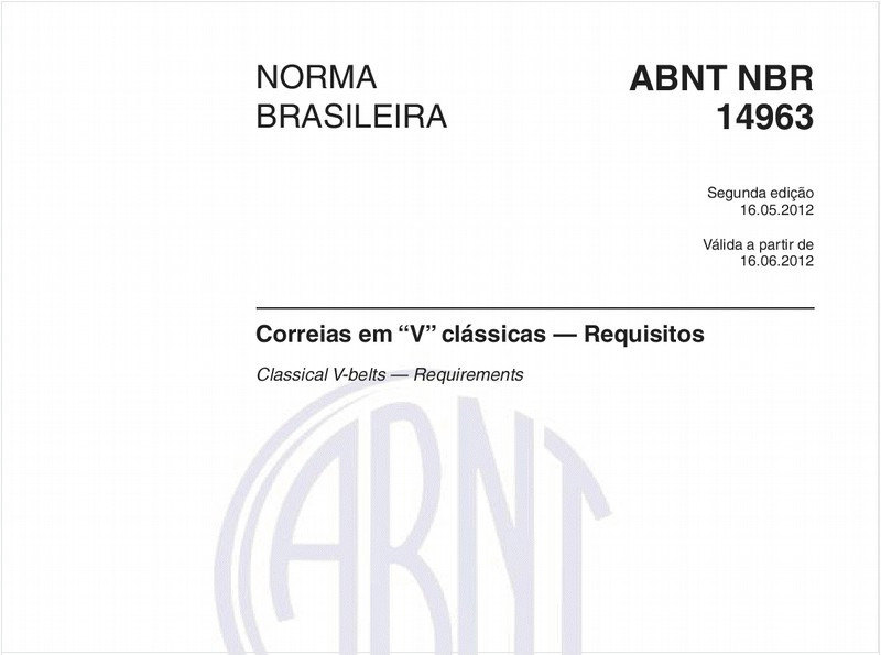 Correias em "V" clássicas - Requisitos