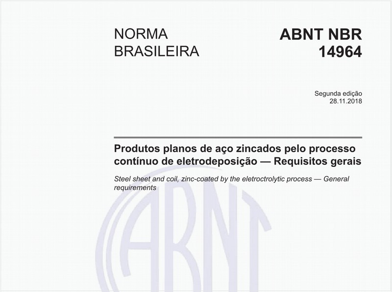 Produtos planos de aço zincados pelo processo contínuo de eletrodeposição - Requisitos gerais