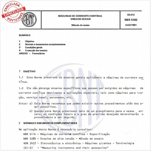 Máquinas de corrente contínua - Ensaios gerais