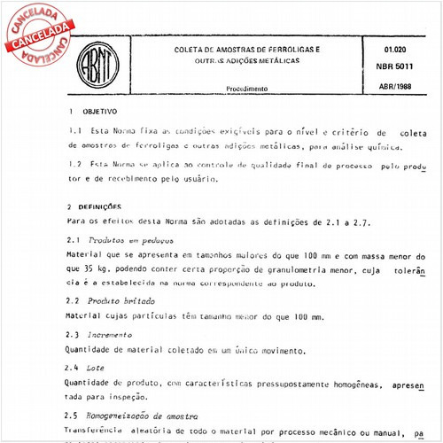 Coleta de amostras de ferroligas e outras adições metálicas