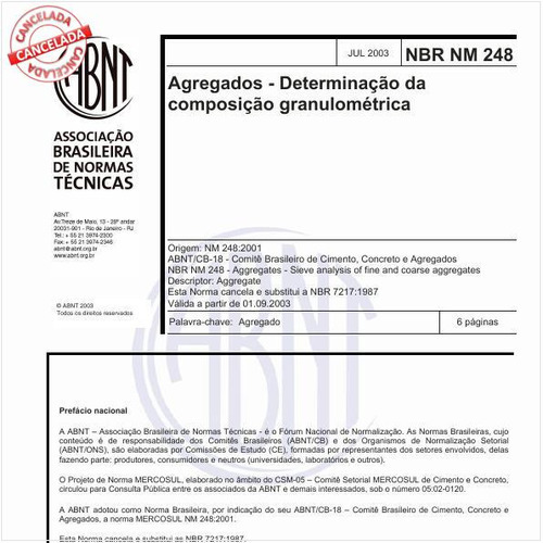 Agregados - Determinação da composição granulométrica