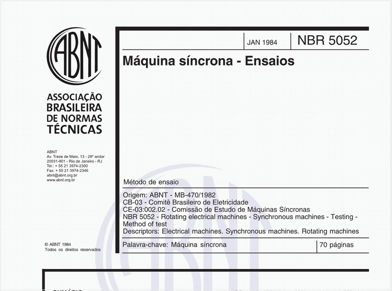 Máquina síncrona - Ensaios