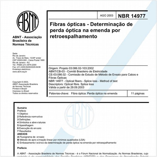 Fibras ópticas - Determinação de perda óptica na emenda por retroespalhamento
