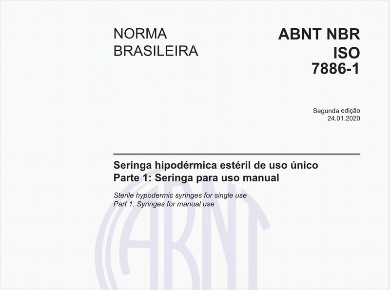 Seringa hipodérmica estéril de uso único - Parte 1: Seringa para uso manual
