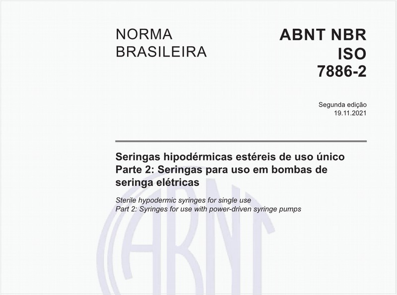 Seringas hipodérmicas estéreis de uso único - Parte 2: Seringas para uso em bombas de seringa elétricas