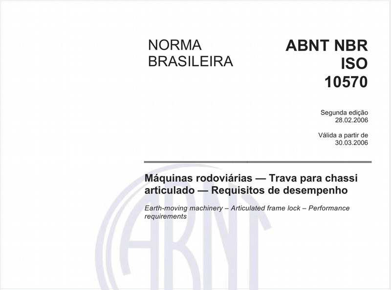 Máquinas rodoviárias - Trava para chassi articulado - Requisitos de desempenho