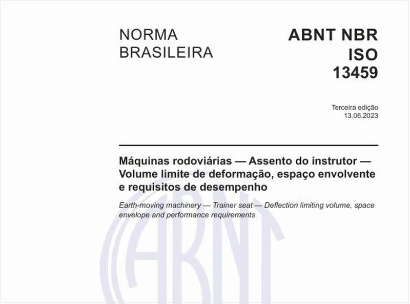 Máquinas de movimentação de solo — Assento do instrutor — Volume-limite de deformação, espaço envolvente e requisitos de desempenho