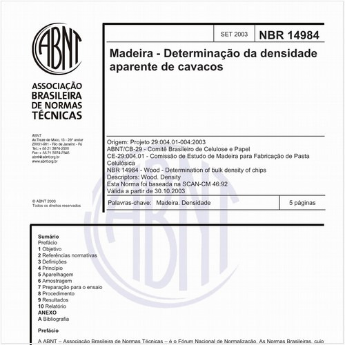 Madeira - Determinação da densidade aparente de cavacos