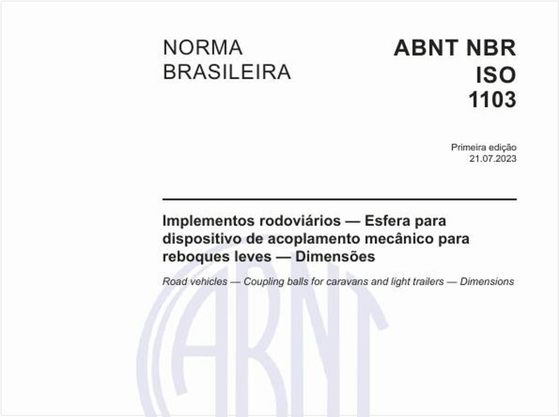 Implementos rodoviários — Esfera para dispositivo de acoplamento mecânico para reboques leves — Dimensões