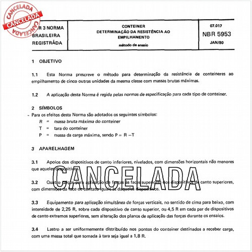 Conteiner - Determinação da resistência ao empilhamento