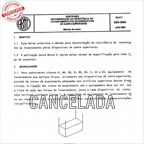 Conteiner - Determinação da resistência ao levantamento pelos dispositivos de canto superiores