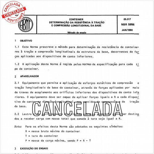 Conteiner - Determinação da resistência à tração e à compressão longitudinal da base