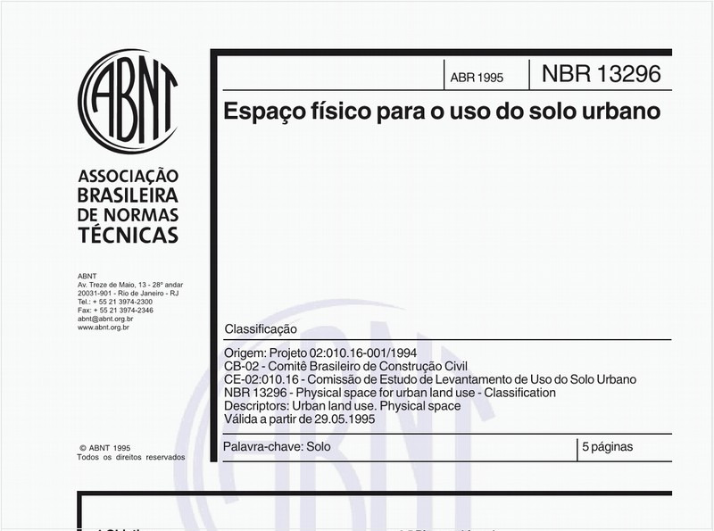 Espaço físico para o uso do solo urbano - Classificação